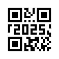 QR code 2025 number. New Year barcode concept design template. eps illustration for banner, poster, greeting card, invitation vector