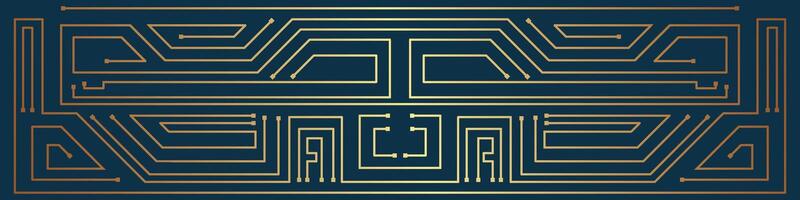 beautiful golden lines geometric shapes background electronic circuit on a dark background navy blue ram vector
