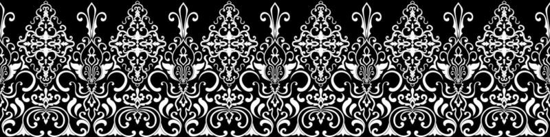 damask white lines seamless embroidered lace fabric For decorating tables, cloth edges, and black backgrounds. vector