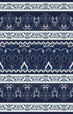 Seamless navy blue damask, abstract elements for embroidered and ethnic printed fabric patterns.