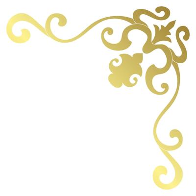 golden decorative corner Vintage style, gold abstract paper border customization.