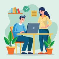 Office Life Enhancing Productivity and Collaboration in a Shared Workspace vector