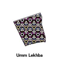 map City of Umm Lekhba , national borders and important cities illustration, map style with polygon colorful design template vector