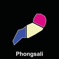 Map City of Phongsali design template, World Map International template with outline graphic sketch style isolated on black background vector