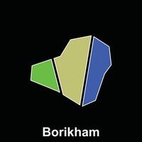 Map City of Borikham design template, World Map International template with outline graphic sketch style isolated on black background vector