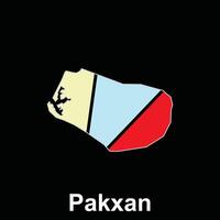 Map City of Pakxan design template, World Map International template with outline graphic sketch style isolated on black background vector