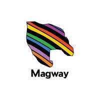 Map Myanmar Country With City of Magway, geometric and colorful logo design template element vector
