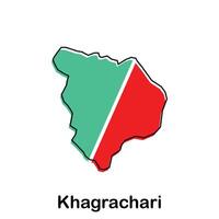 Map City of Khagrachari, isolated illustration of simplified administrative map of Bangladesh. Borders and names of the regions. Colorful silhouettes vector
