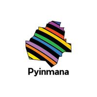 Map Myanmar Country With City of Pyinmana, geometric and colorful logo design template element vector