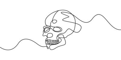 the art of drawing one continuous line on a skull. Halloween theme abstract line illustration vector