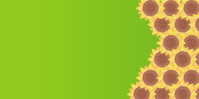 Summer green background with sunflower illustration. Design free copy space area vector
