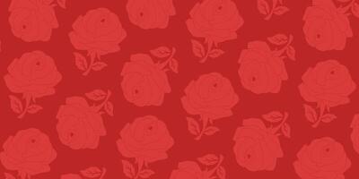 red background rose flower silhouette pattern. beautiful design for banner, greeting card, poster, web. vector