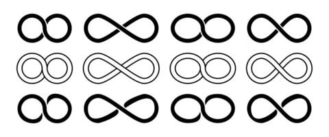 infinity icon set, infinite circle symbol. simple design isolated on white background vector