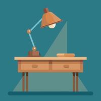 lamp on a wooden table vector