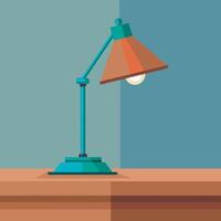lamp on a wooden table vector