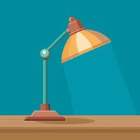 lamp on a wooden table vector