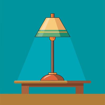 lamp on a wooden table