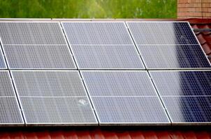 Photo collage of sunset and solar panel, photovoltaic