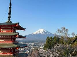 Chureito Pagoda with Mount Fuji View. photo