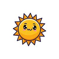 cartoon sun with cute kawaii art vector