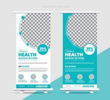 Corporate modern medical abstract, infographics Vertical display Trend Rollup and X-banner set, stand, Signboard, vector