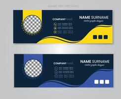 Email signature and email footer or social media cover design template set with unique shape vector