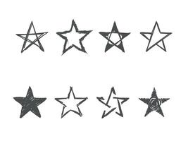 Set of hand drawn paint stars illustration vector