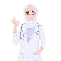 Beautiful Muslim Doctor Wearing Hijab on white background vector