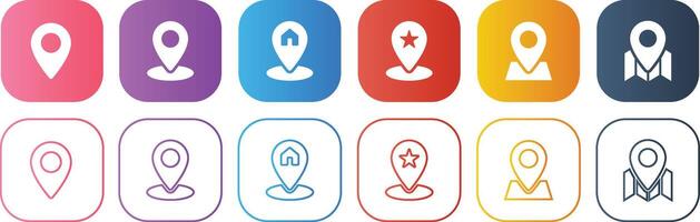 Gradient Square Maps Icon Set with Gradient Color vector