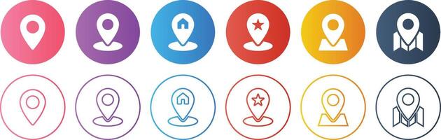 Gradient Circle Maps Icon Set with Gradient Color vector