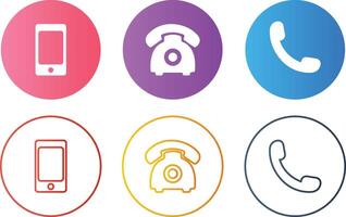 Gradient Circle Phone Icon Set with Gradient Color vector