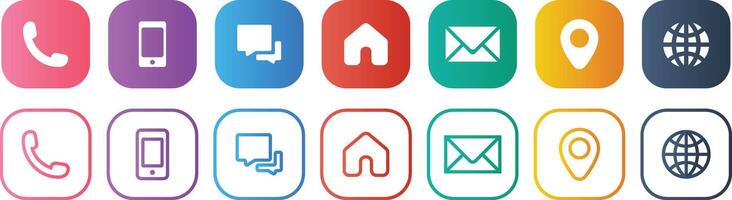 Contact Us Gradient Square Contact Icon Set vector
