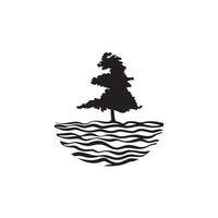 Logo of lake view. Black illustration of lake with trees view vector