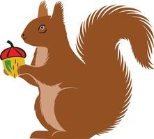 A Cartoon Of Squirrel holding an acorn in its paws vector