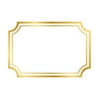Gold shiny glowing vintage rectangle frame with shadows isolated on white background. Gold realistic rectangle border for decoration, photo, banner. illustration. vector