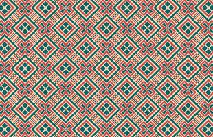 Geometric shapes green and red fabric pattern vector
