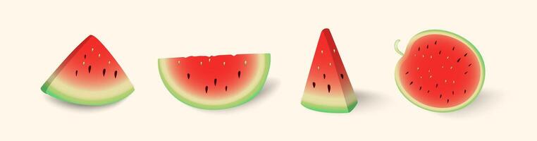 Watermelon slice set collection, watermelon slice isolated set vector