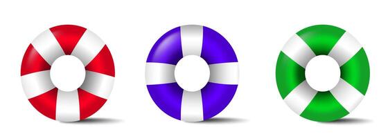 Ring swimming floats in various attractive colors are suitable for use as your summer design element vector