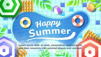 Happy summer for greeting card with cartoon style with attractive colors vector