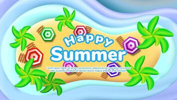 Happy summer for greeting card with cartoon style with attractive colors vector