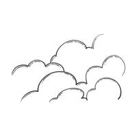 Hand drawn of clouds esoteric symbol. Alchemy mystical magic elements in black and white doodle vintage drawing style. vector