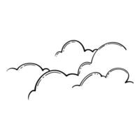 Hand drawn of clouds esoteric symbol. Alchemy mystical magic elements in black and white doodle vintage drawing style. vector