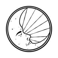 Hand drawn of moon esoteric symbol. Alchemy mystical magic elements in black and white doodle vintage drawing style. vector