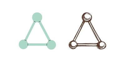 hand-drawn and flat school Illustration. Detailed retro style .crystallized molecule sketch. Vintage sketch element. Back to School. The science. vector