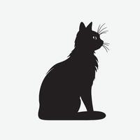 black silhouette of a cat simple illustration in white background vector