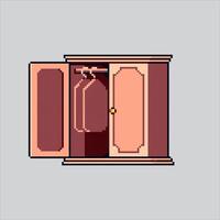 Pixel art illustration Wardrobe. Pixelated shelf. Bedroom wardrobe cabinet shelf pixelated for the pixel art game and icon for website and game. old school retro. vector