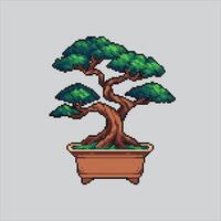 Pixel art illustration Bonsai Tree. Pixelated Bonsai Tree. Bonsai Tree pixelated for the pixel art game and icon for website and game. old school retro. vector