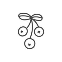 Cranberry with Leaf Doodle Line Icon vector