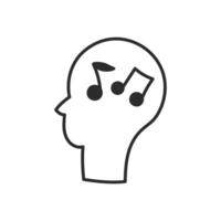 Outline Head with Musical Notes Symbols vector