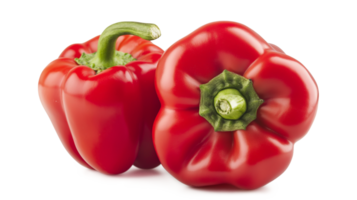 A bunch of red peppers are piled on top of each other isoalted on a transparent png